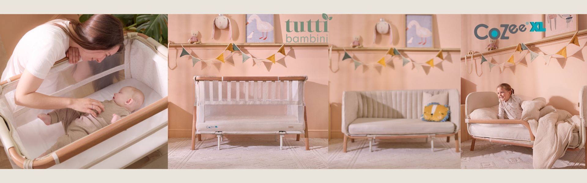 עריסה נצמדת שהופכת למיטה תינוק ומעבר cozee tutti bambini